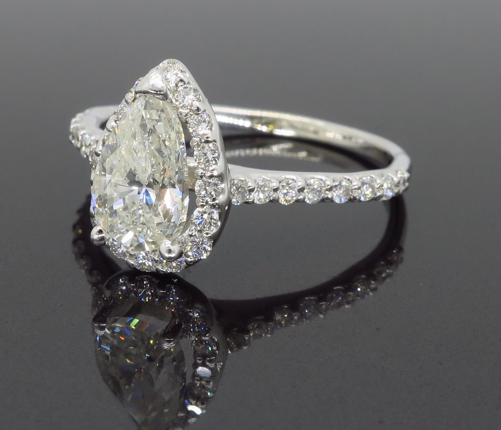 Pear Shaped Diamond Halo Engagement Ring 1