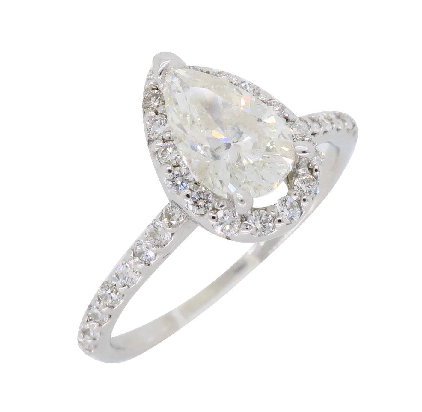Pear Shaped Diamond Halo Engagement Ring 2