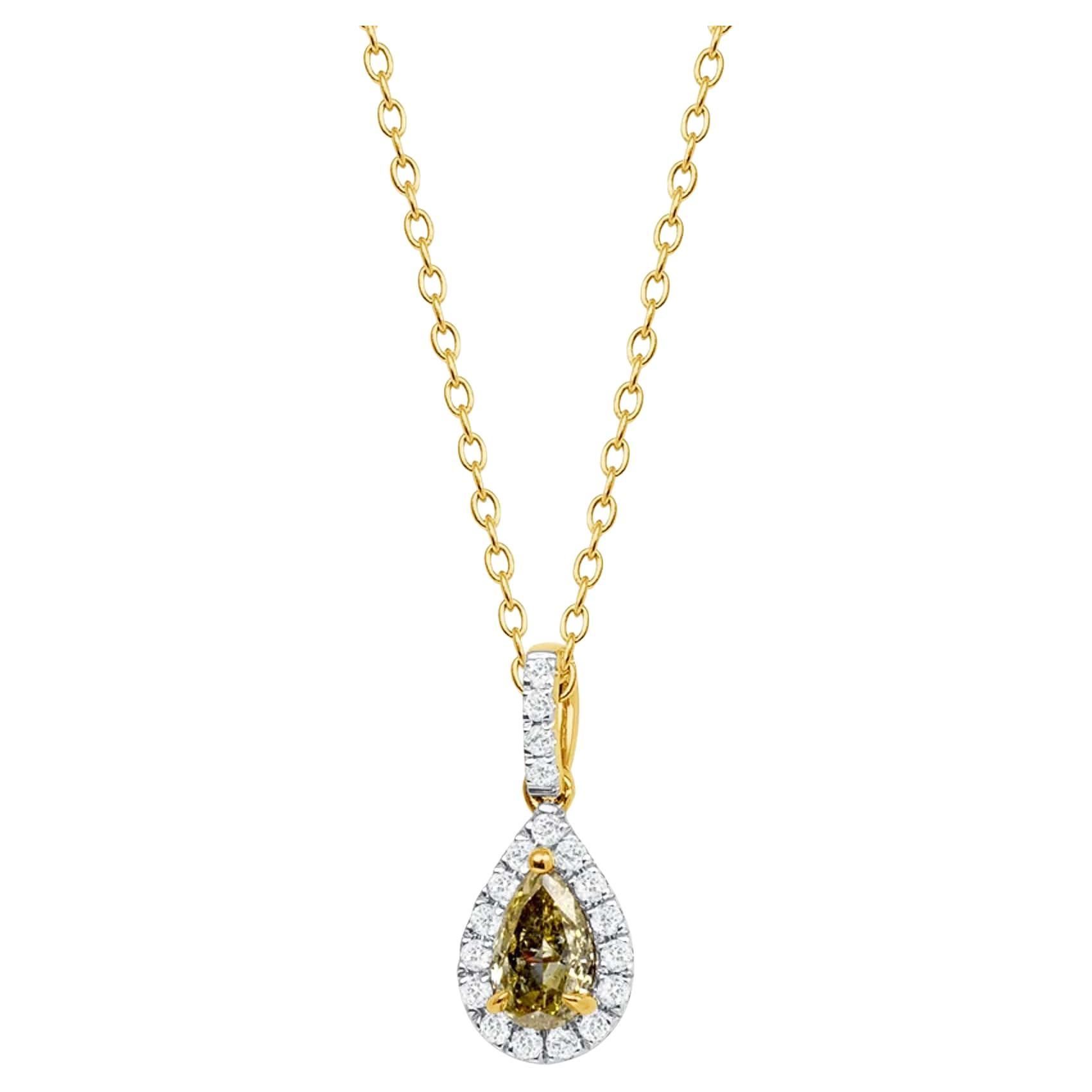 Ana's Diamond Halo Pendant Necklace For Sale