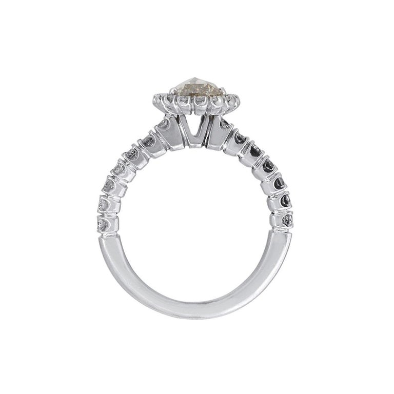 Pear Shaped Diamond Halo Ring For Sale at 1stDibs
