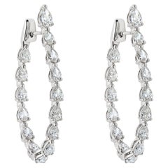Pear-Shaped Diamond Hoop Earrings in White Gold