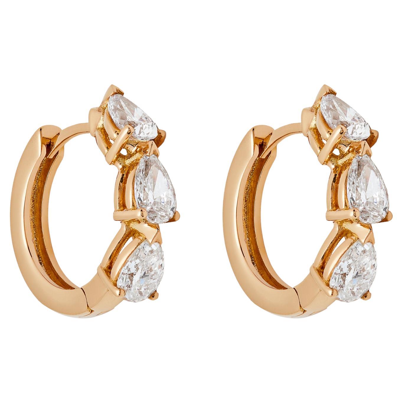 Pear-Shaped Diamond Huggies in Rose Gold