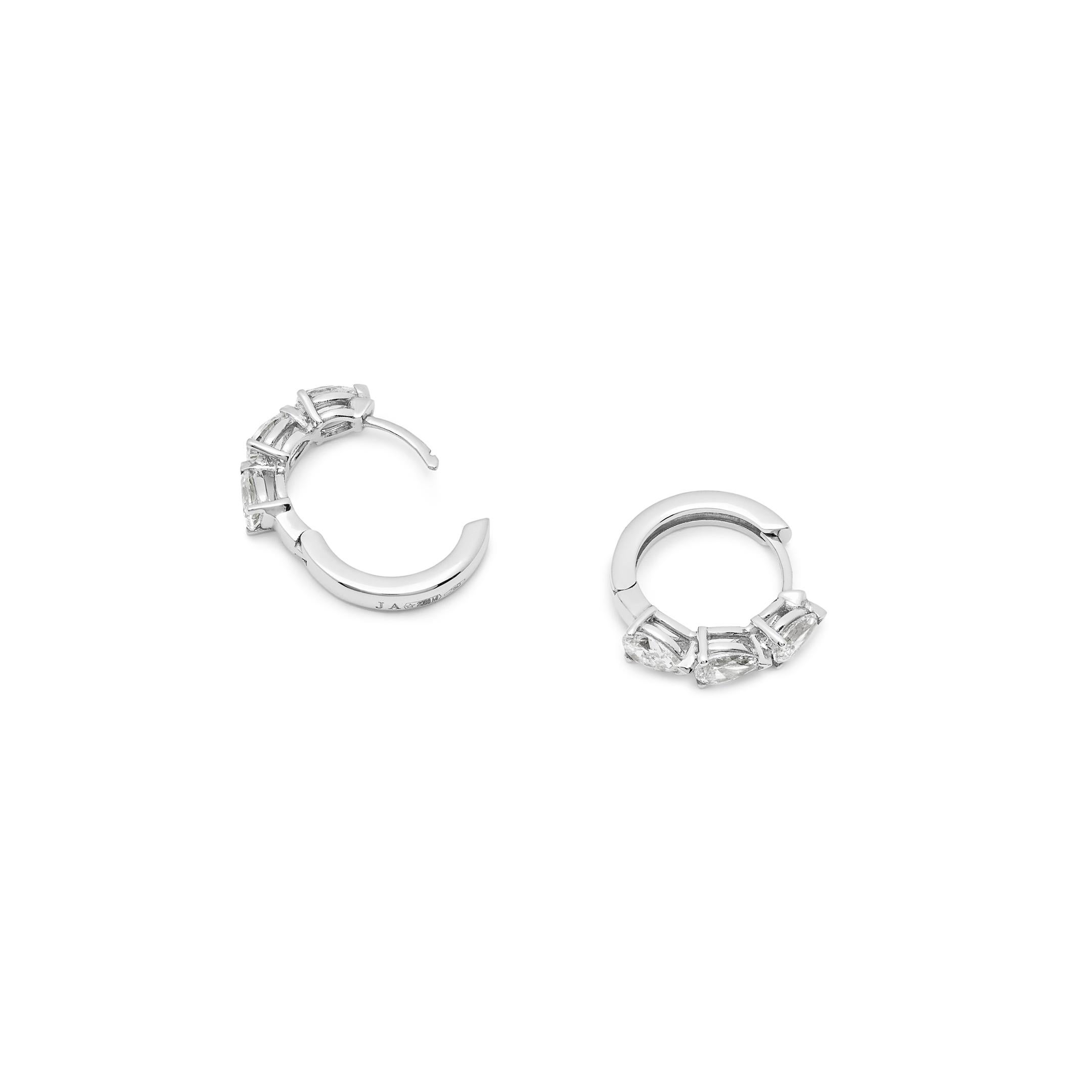 Contemporary Pear-Shaped Diamond Huggies in White Gold For Sale