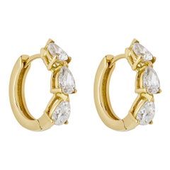Pear-Shaped Diamond Huggies in Yellow Gold