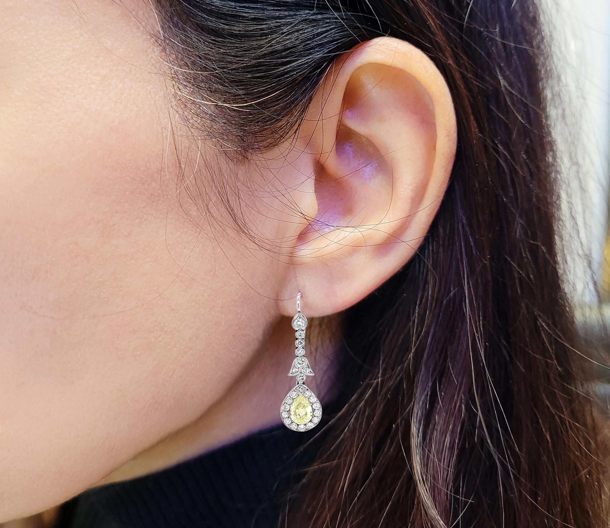 Pear Cut Pear-Shaped Diamond Platinum Drop Earrings
