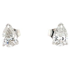Pear shaped diamond stud earrings 18k white gold