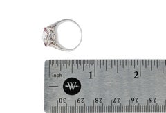 Pear-Shaped Diamond with French-Cut Ruby Halo and Diamond Ring