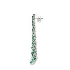 Pear Shaped Emerald 18k White Gold White Diamond Earring