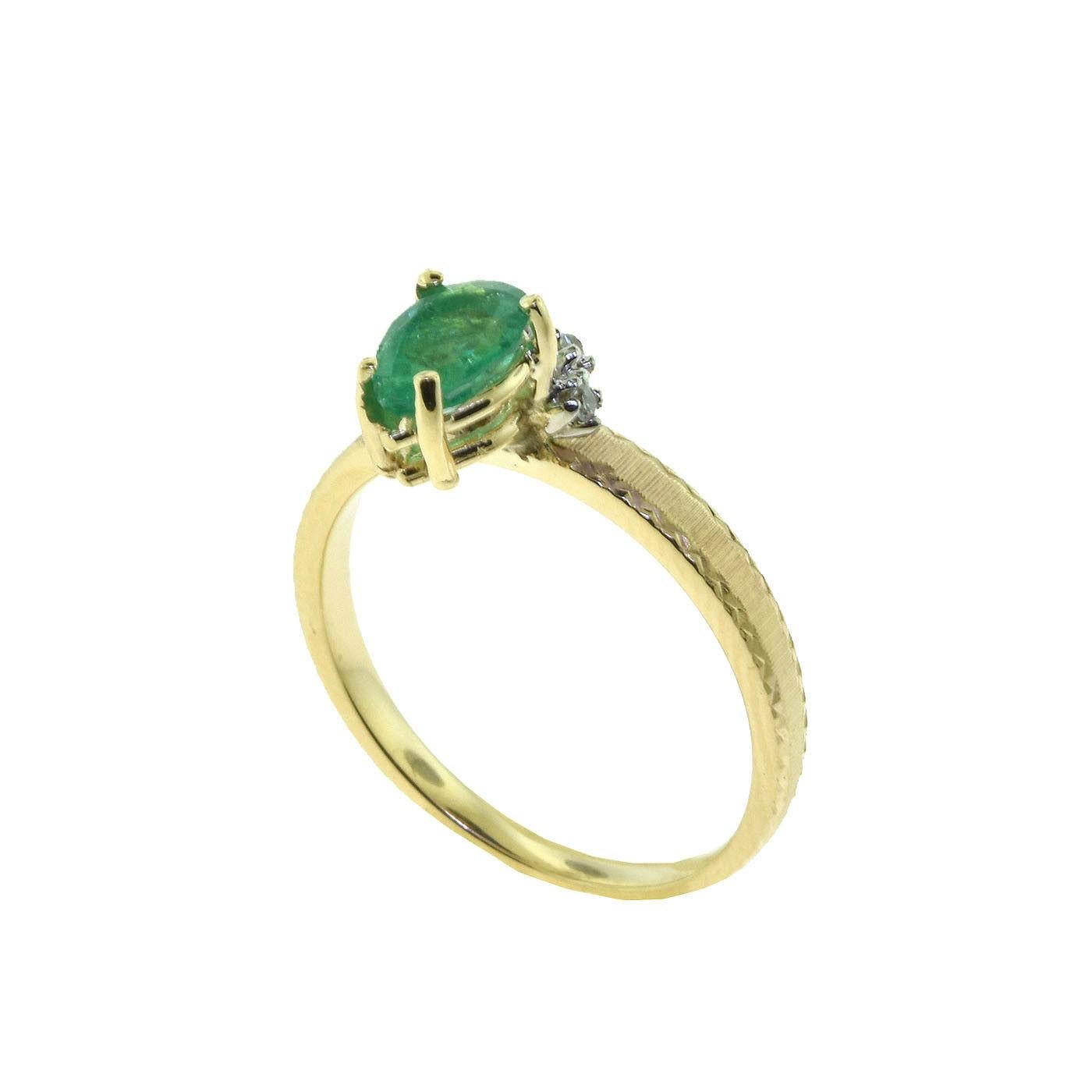 Brilliance Jewels, Miami
Questions? Call Us Anytime!
786,482,8100

Ring Size: 6.25 (sizable)

Style: Multi Gem Stone Elegant Ring

Metal: Yellow Gold

Metal Purity: 14k

Stones: 1 Pear Shaped Emerald

              5 Round Diamonds

Emerald Carat