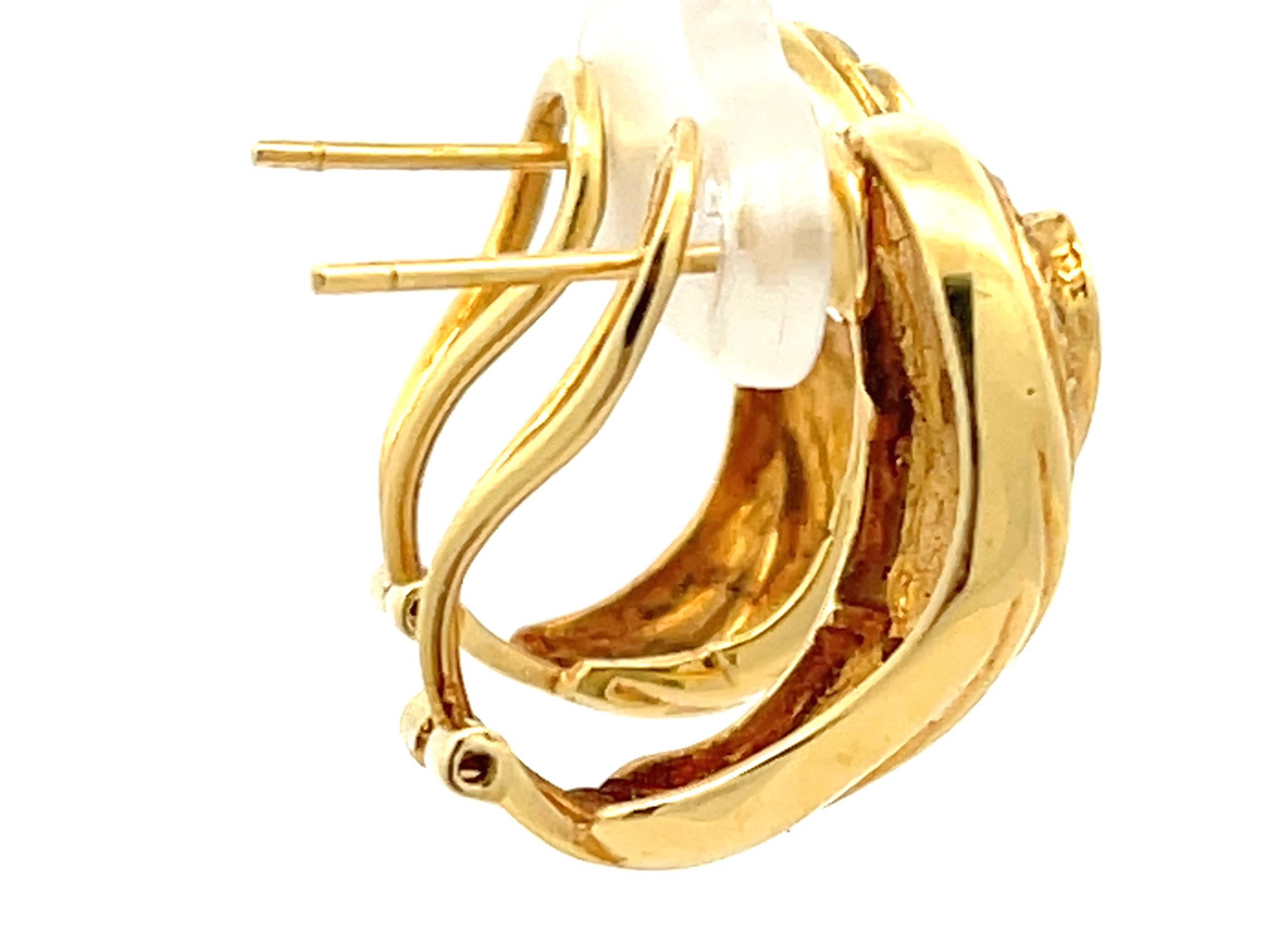 Pendientes Abrazadera de Esmeralda y Diamante en Forma de Pera en Oro Amarillo de 18k en Excelente Estado en Honolulu, HI