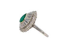 Pear-Shaped Emerald and Tapered Baguette Diamond Ballerina Ring