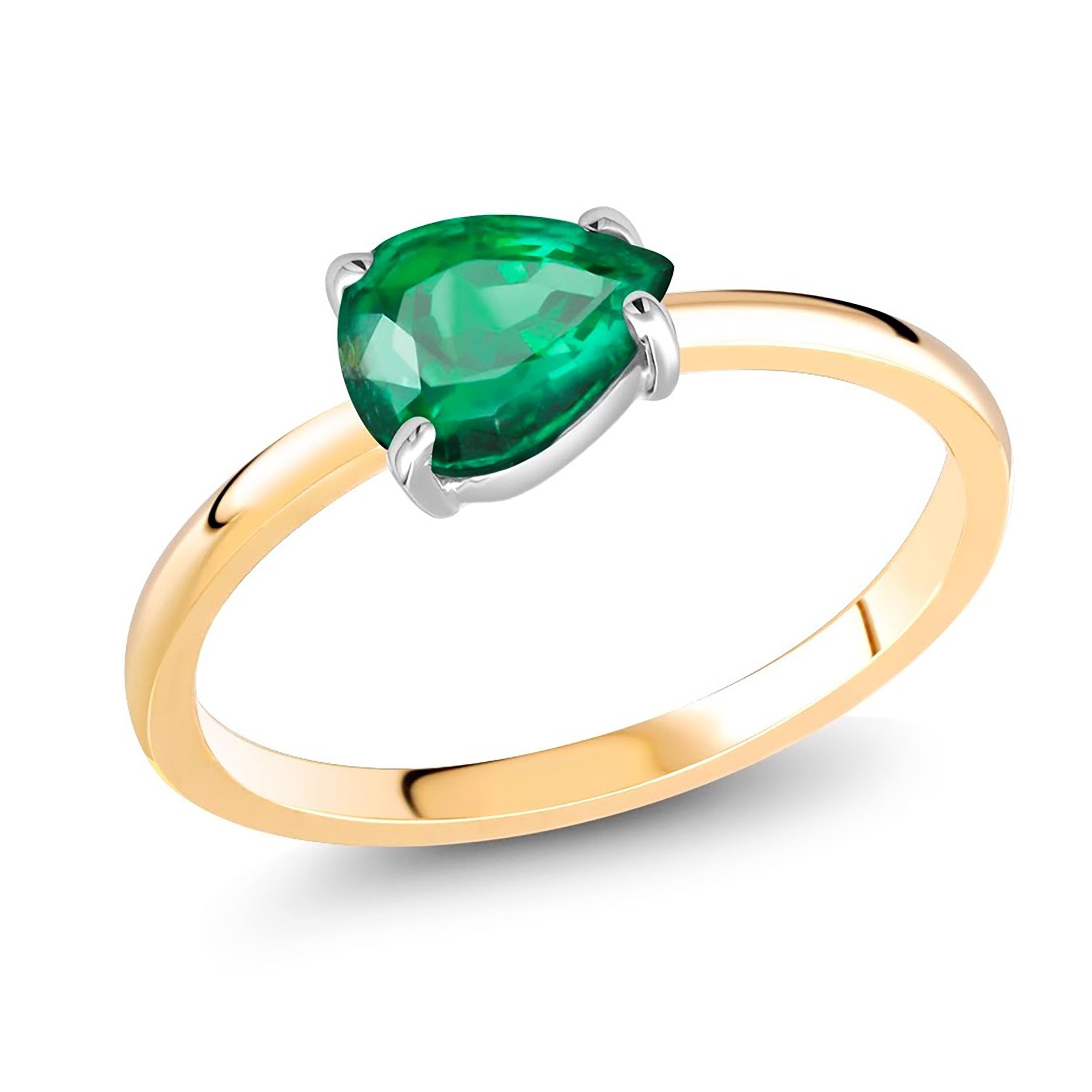 Pear Shaped Emerald Yellow and White Gold Cocktail Ring Weighing 1.20 Carat 2
