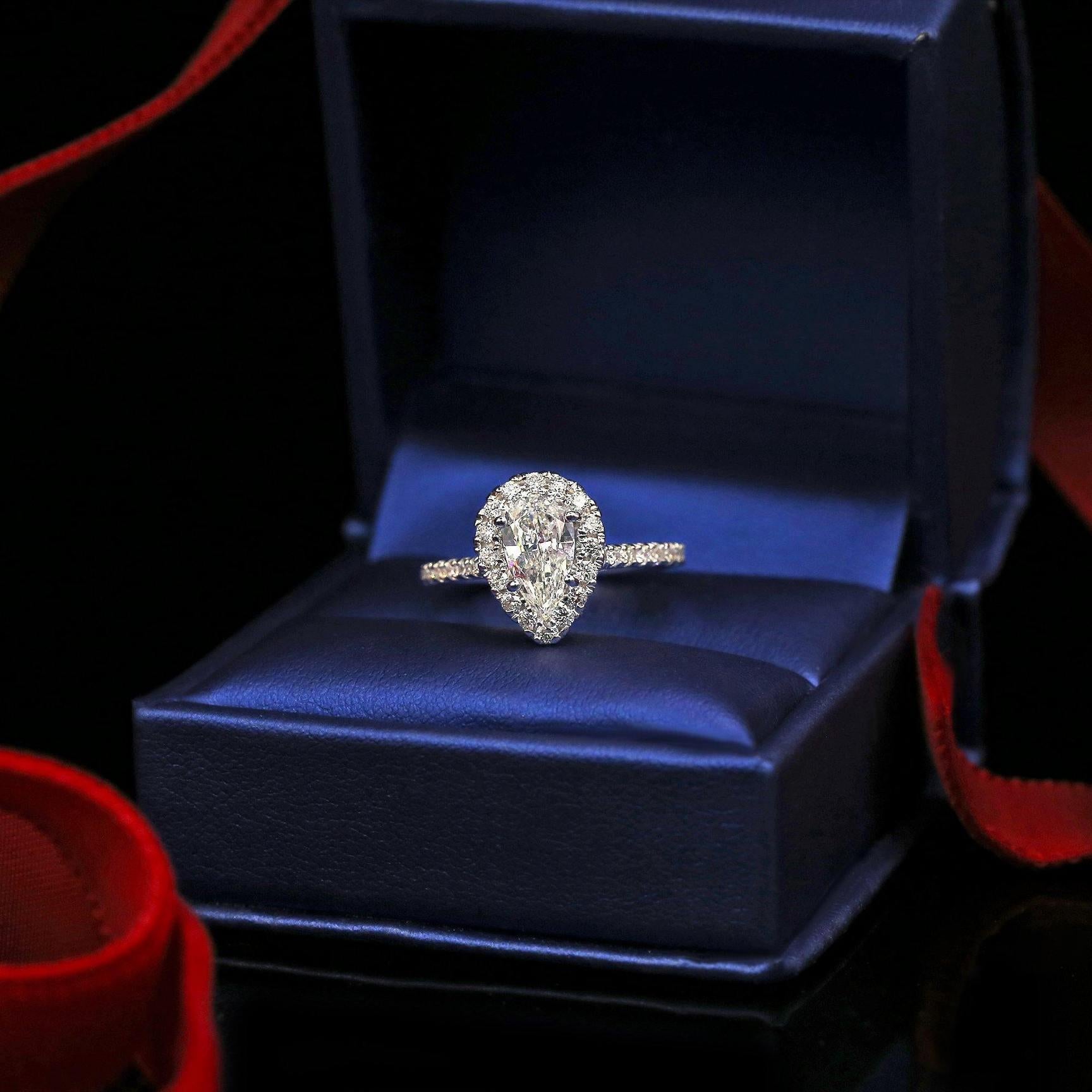 For Sale:  Pear Shaped Engagement Ring with 2.01 Tdw 2