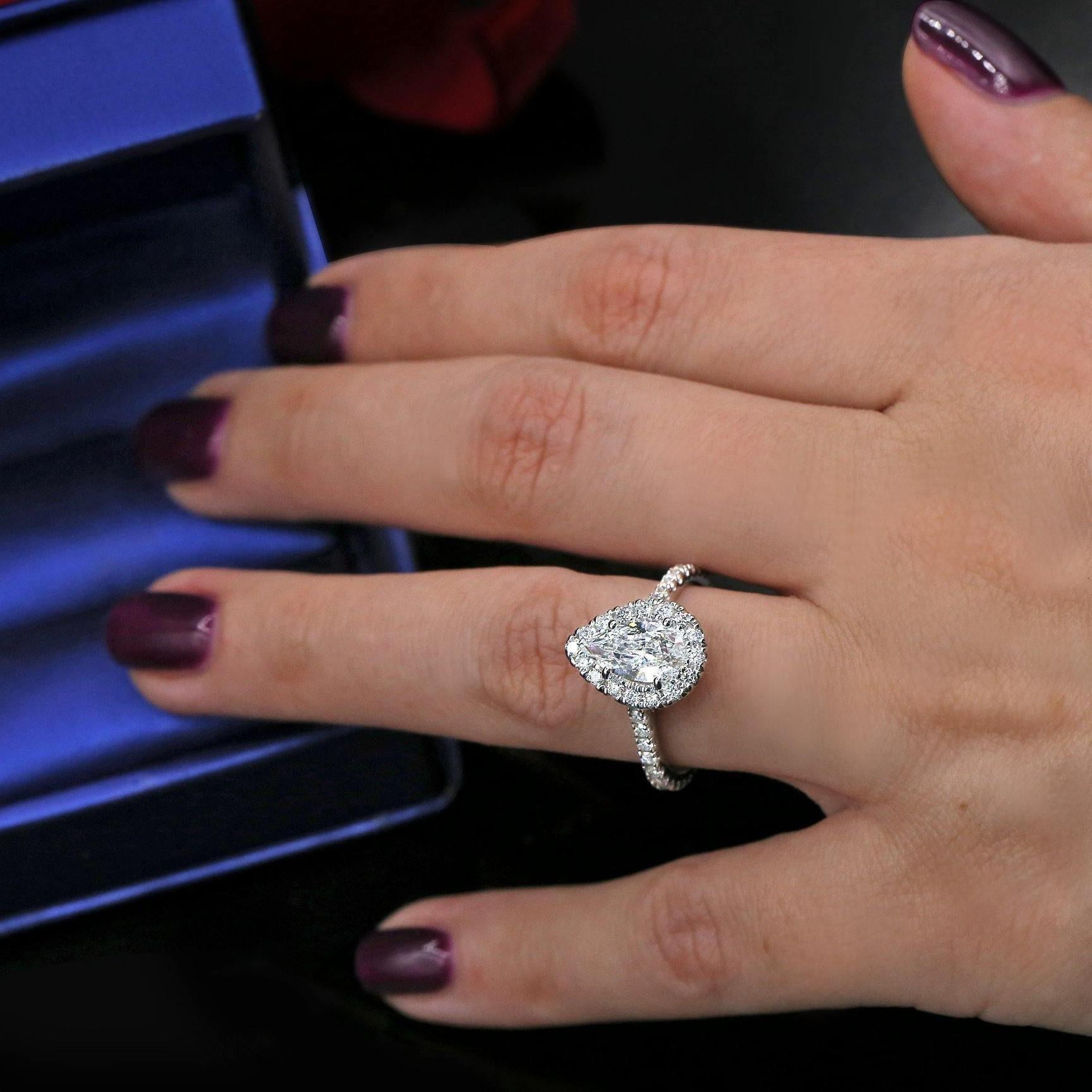 For Sale:  Pear Shaped Engagement Ring with 2.01 Tdw 4