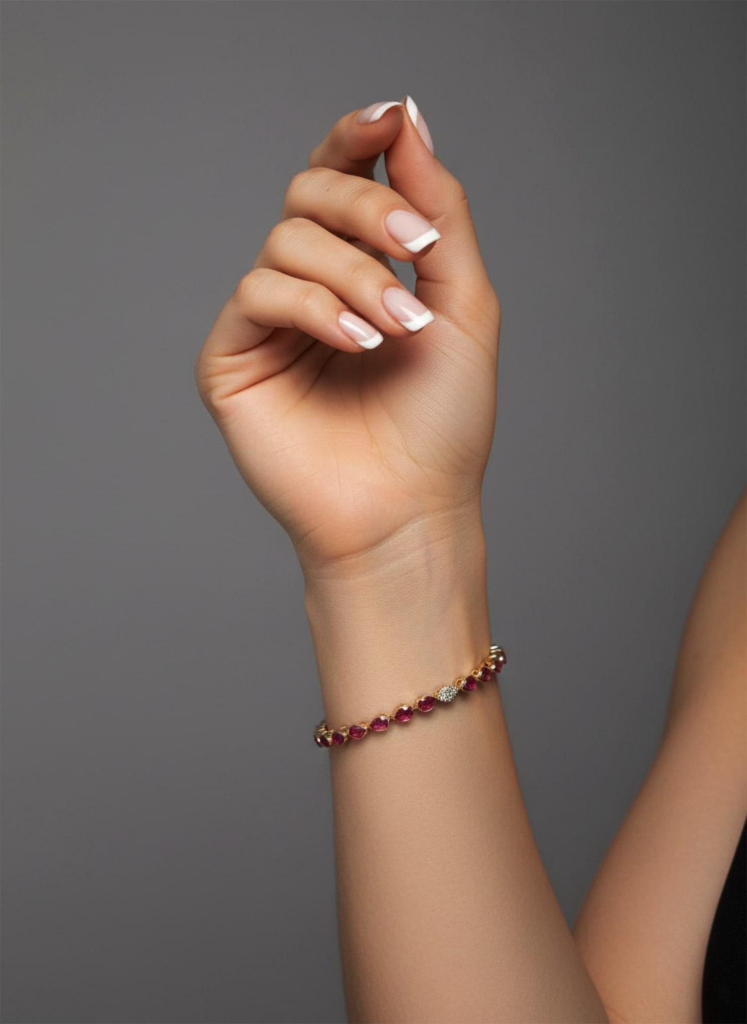 Modern Pear Shaped Evil Eye 14K (or 18k upon request) Yellow Gold Ain Hara Bracelet For Sale