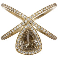 Pear Shaped Fancy Colored Diamond X Ring