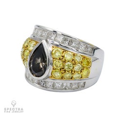 Pear Shaped Fancy Greenish Gray Diamond Center Cocktail Ring