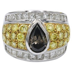 Pear Shaped Fancy Greenish Gray Diamond Center Cocktail Ring