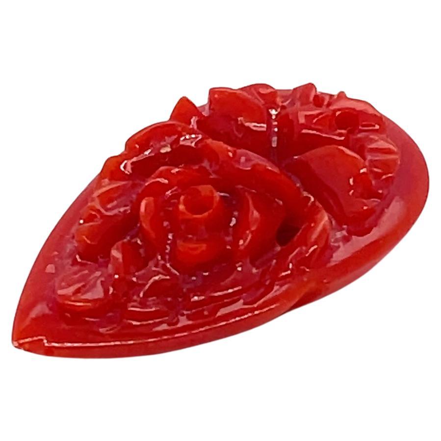 Fleur en forme de poire sculptée Corail Cts 13