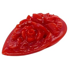 Pear-Shaped Flower Carved Coral Cts 13