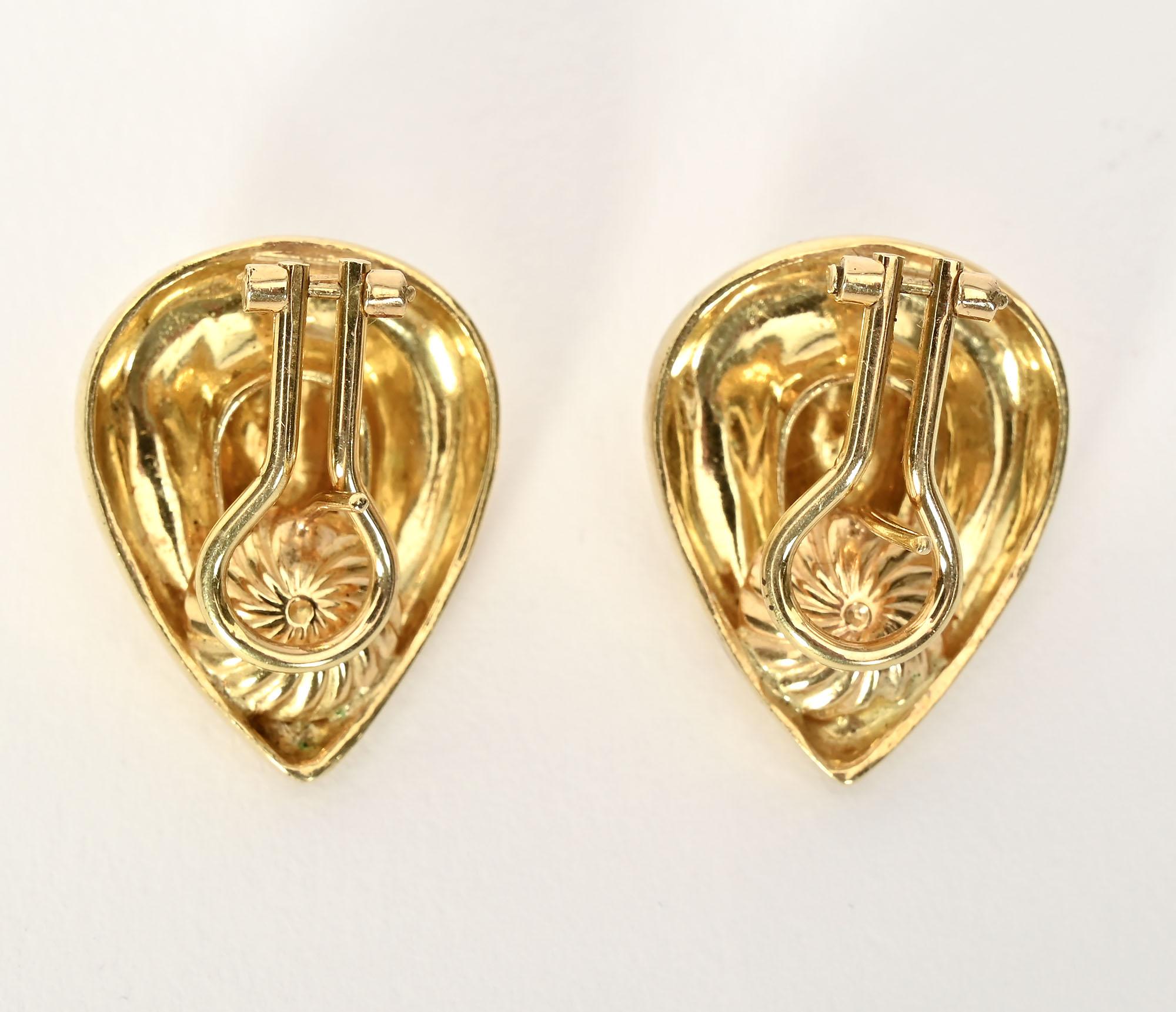 Modern Pear Shaped Gold Earrings For Sale