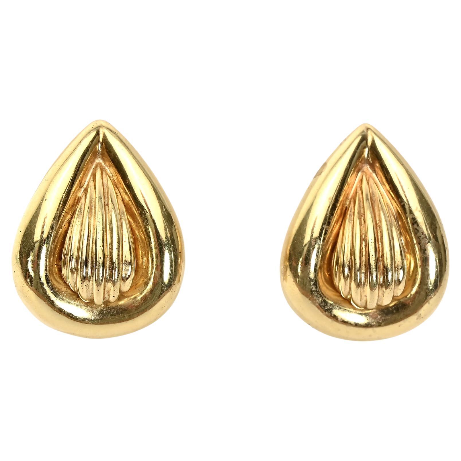Pear Shaped Gold Earrings For Sale