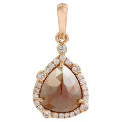 Minimaler birnenförmiger Eis-Diamant-Anhänger mit Diamanten aus 18 Karat Weißgold