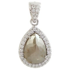 Minimaler birnenförmiger Eis-Diamant-Anhänger mit Diamanten aus 18 Karat Weißgold