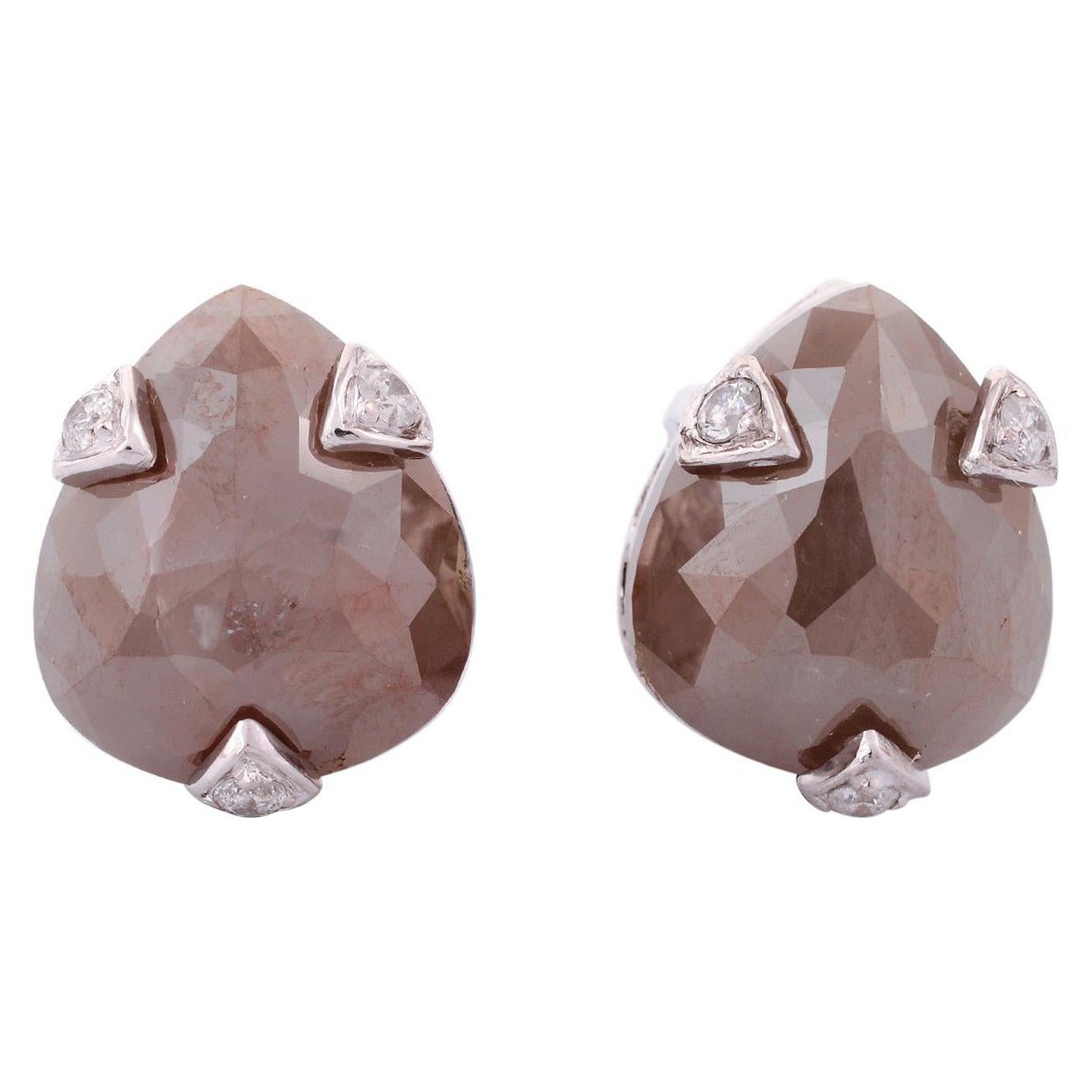 Pendientes de Diamante de Hielo en Forma de Pera de Oro de 18k