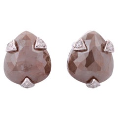 Pendientes de Diamante de Hielo en Forma de Pera de Oro de 18k