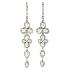 Pear Shaped Ice Diamonds Multi Tier Dangle Earrings In 18k White Gold