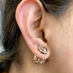 Pear Shaped Ice Diamonds Tunnel Earrings Made in 18k Yellow Gold