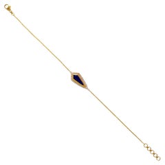 Birnenförmiges Lapislazuli-Armband mit Pavé-Diamanten aus 18 Karat Gelbgold