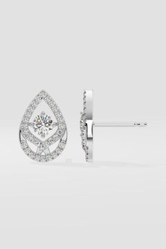 Pear-Shaped Moissanite Earrings 925 Sterling Silver Drop Round Studs For Women.