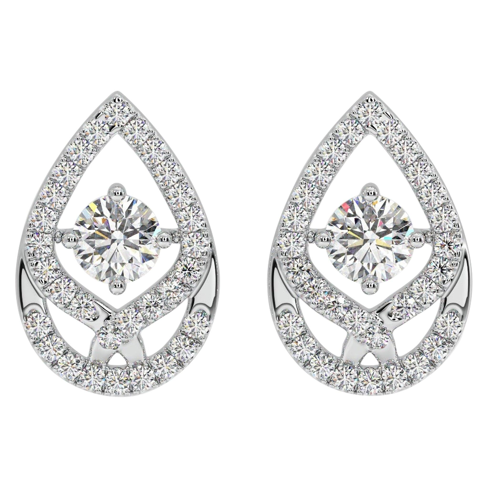 Pear-Shaped Moissanite Earrings 925 Sterling Silver Drop Round Studs For Women.