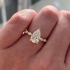 Pear Shaped Moissanite Ring 925 Sterling Silver Half Eternity Promise Ring Gift