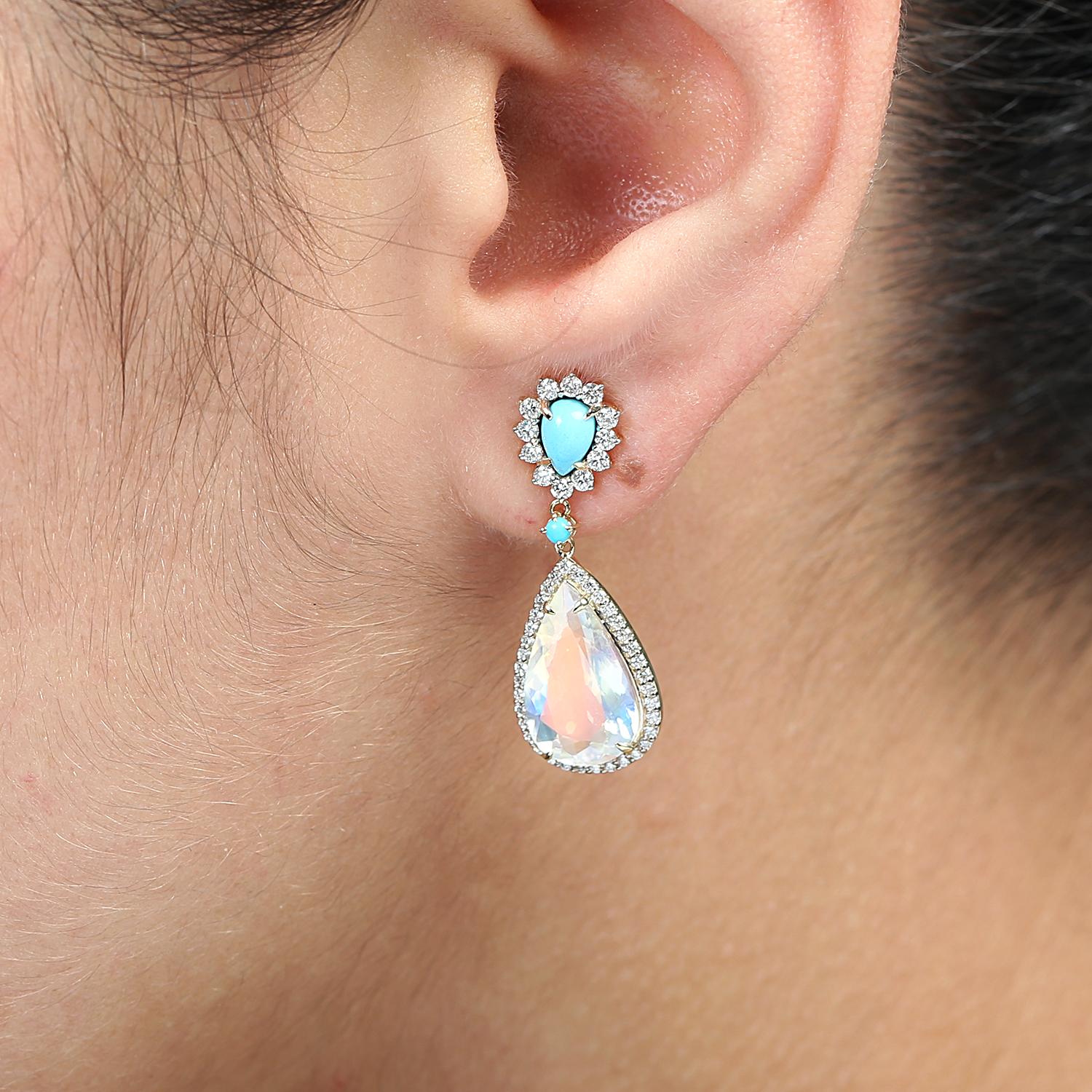 14KT:4.480g,D:0.78ct, Moon:7.04ct,Turq:0.84ct, 32X12 MM