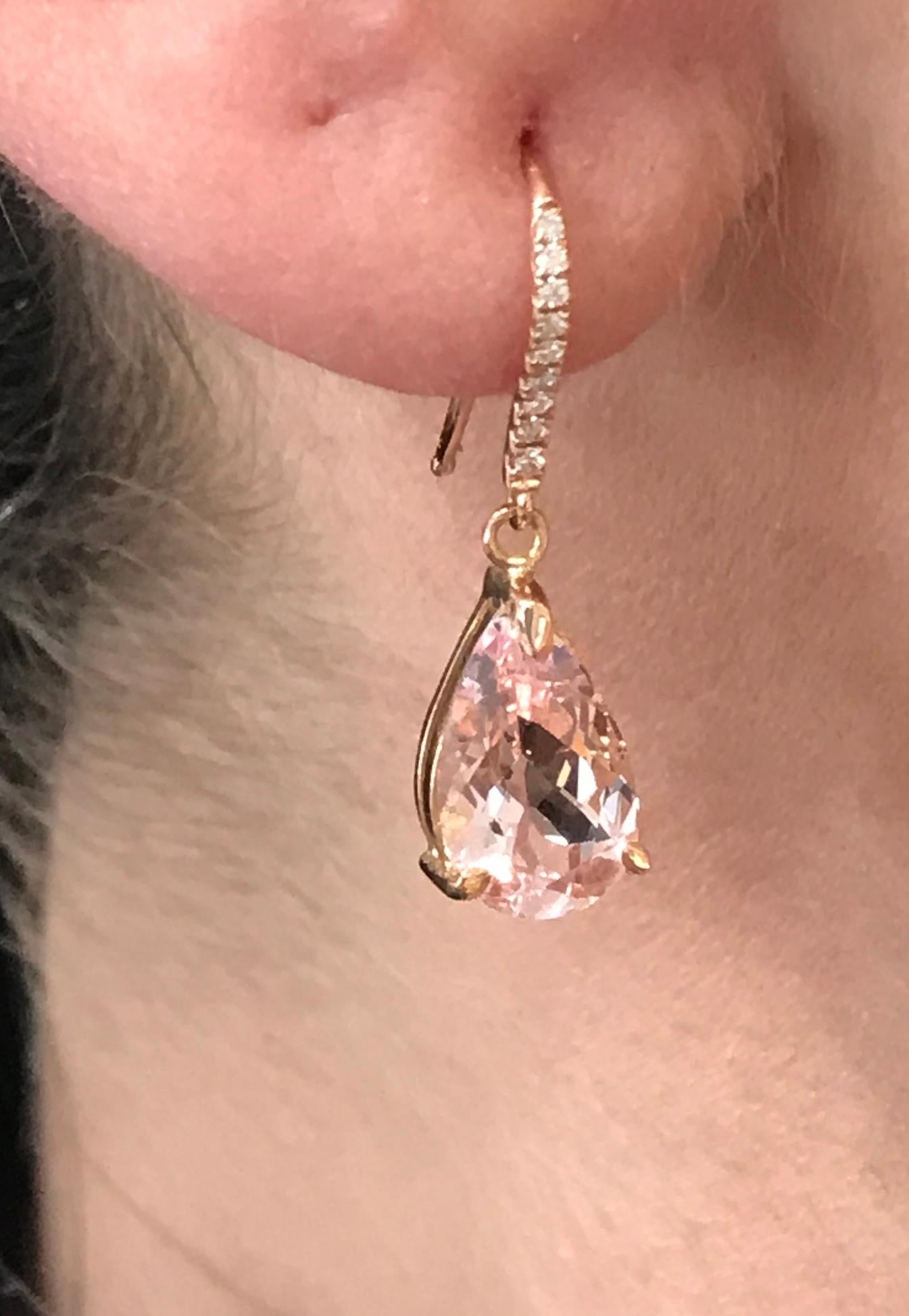 pear shaped morganite earrings