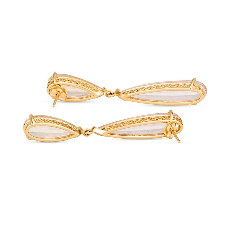 Taille poire Boucles d'oreilles pendantes en forme de poire en Morganite et Béryl jaune  en vente