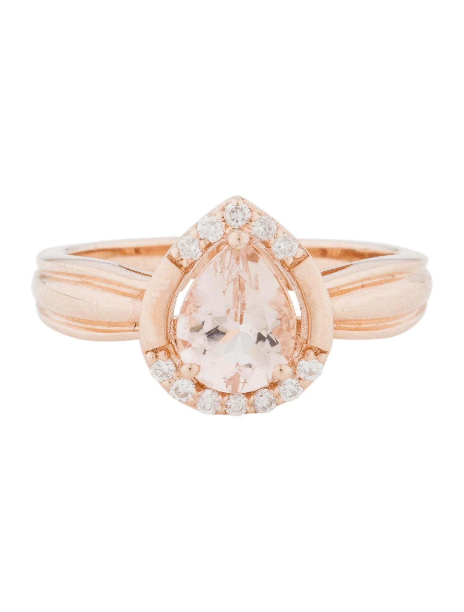 Contemporary Pear Shaped Natural 0.88 Ct Morganite & Diamond Rose Gold Engagement Ring For Sale