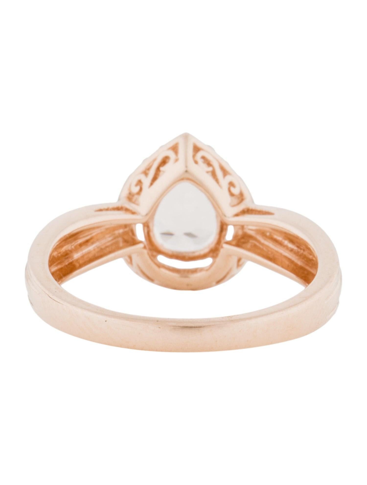 Pear Cut Pear Shaped Natural 0.88 Ct Morganite & Diamond Rose Gold Engagement Ring For Sale