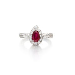 Pear-shaped No-Heat Burmese Ruby Ring