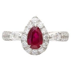 Pear-shaped No-Heat Burmese Ruby Ring