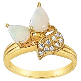 Bague Opale Diamant en forme de poire