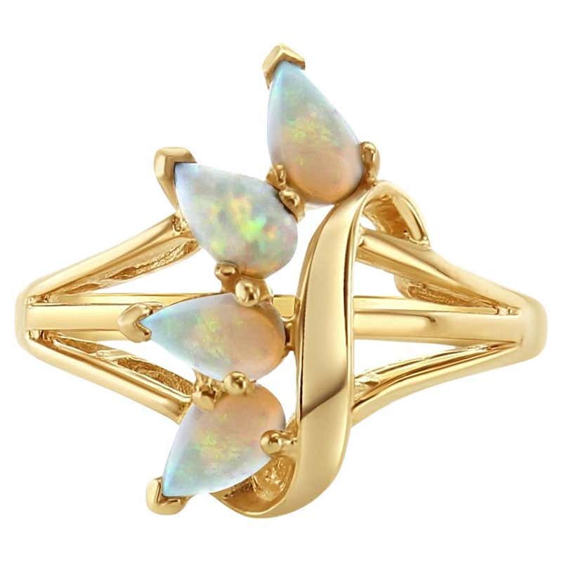 Best Opal Rings Oval Opal Solitaire Diamond Ring 10k Yellow Gold For Sale at 1stDibs