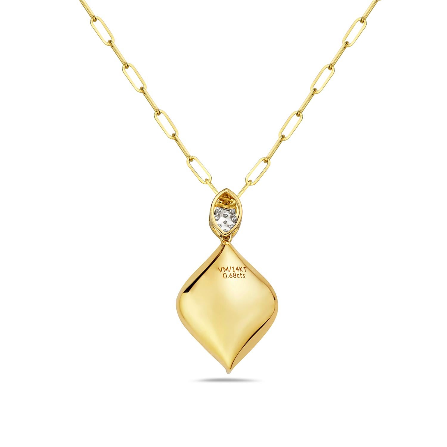 Taille mixte Pendentif en forme de poire avec diamants VS fabriqué en or jaune 14 carats en vente