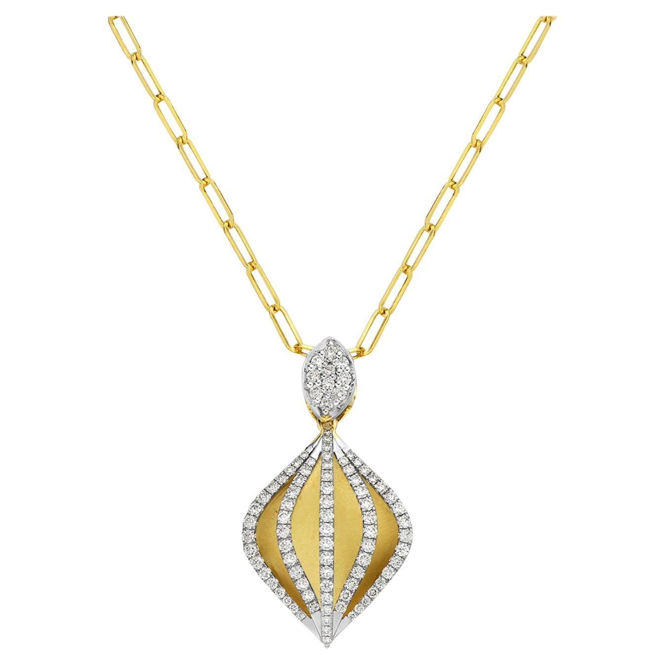 Pear Shaped Pendant with VS Diamonds Made in 14k Yellow Gold For Sale