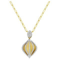 Pendentif en forme de poire avec diamants VS fabriqué en or jaune 14 carats