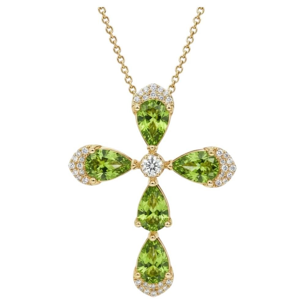 Ciondolo a forma di perla con croce floreale Argento, oro