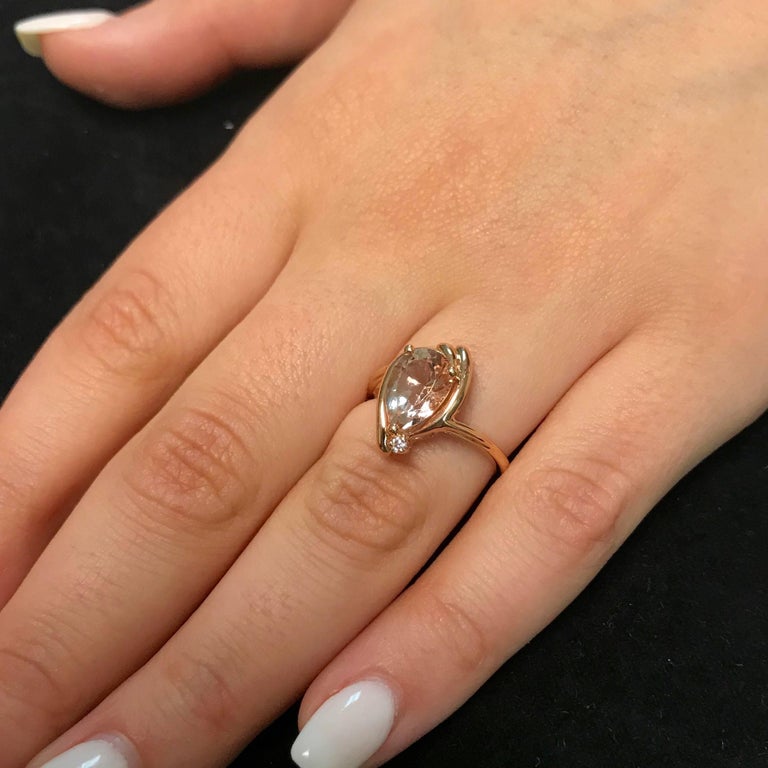 Pear Shaped Pink Morganite Diamond Ring at 1stDibs | pear shaped ...